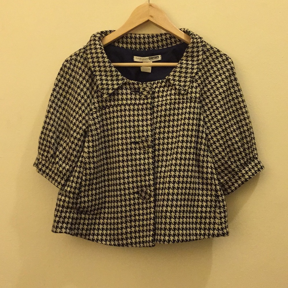 🧥 Navy Houndstooth Swing Blazer
